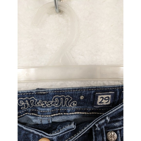 Miss Me Wild Flower Mid Rise Embellished Front Inseam (33") Jeans Size 29 - Picture 7 of 16